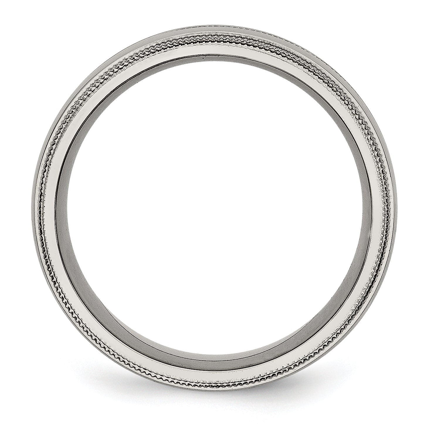 Titanium 8mm Polished Unisex Wedding Band with Grooved Beaded Edge