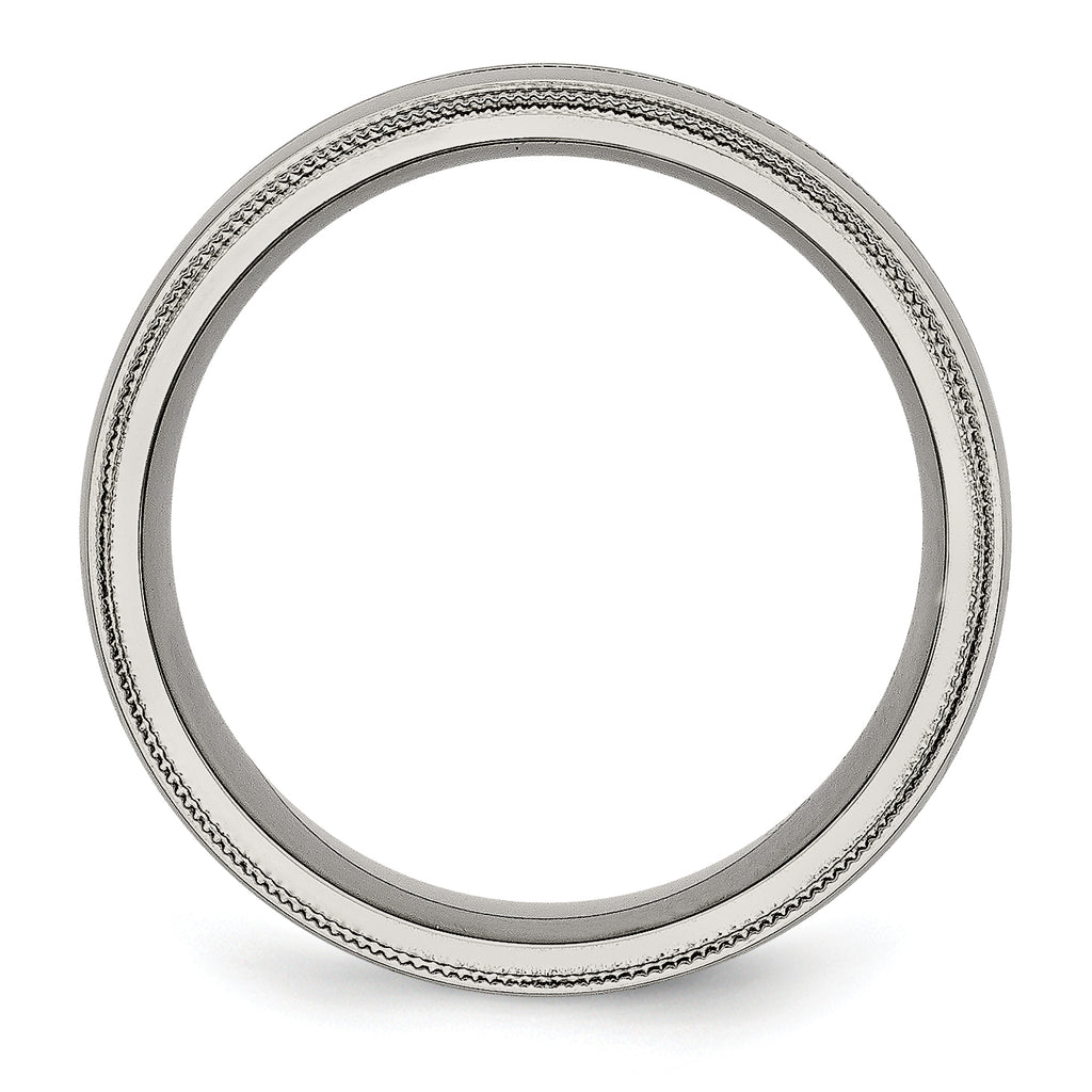 Grooved & Beaded Edge Wedding Band in Titanium, 8mm