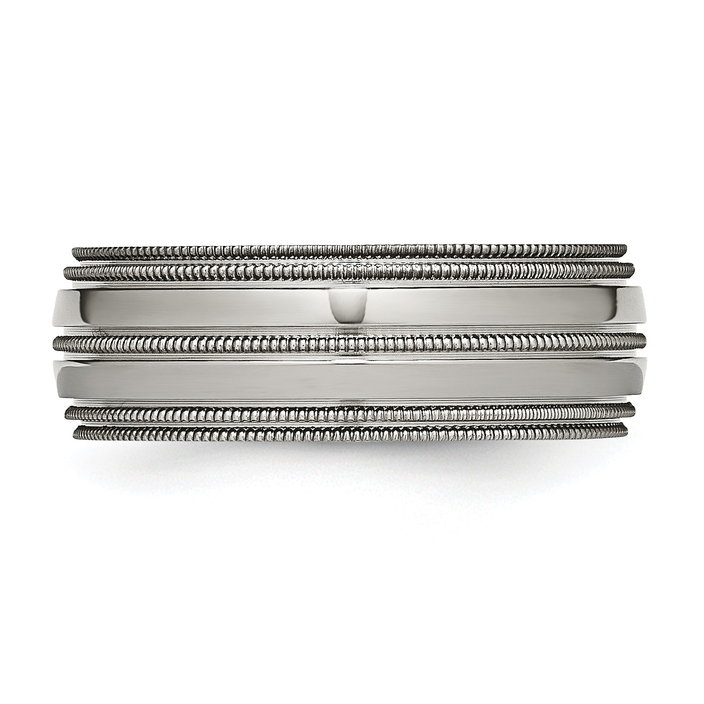 Grooved & Beaded Edge Wedding Band in Titanium, 8mm