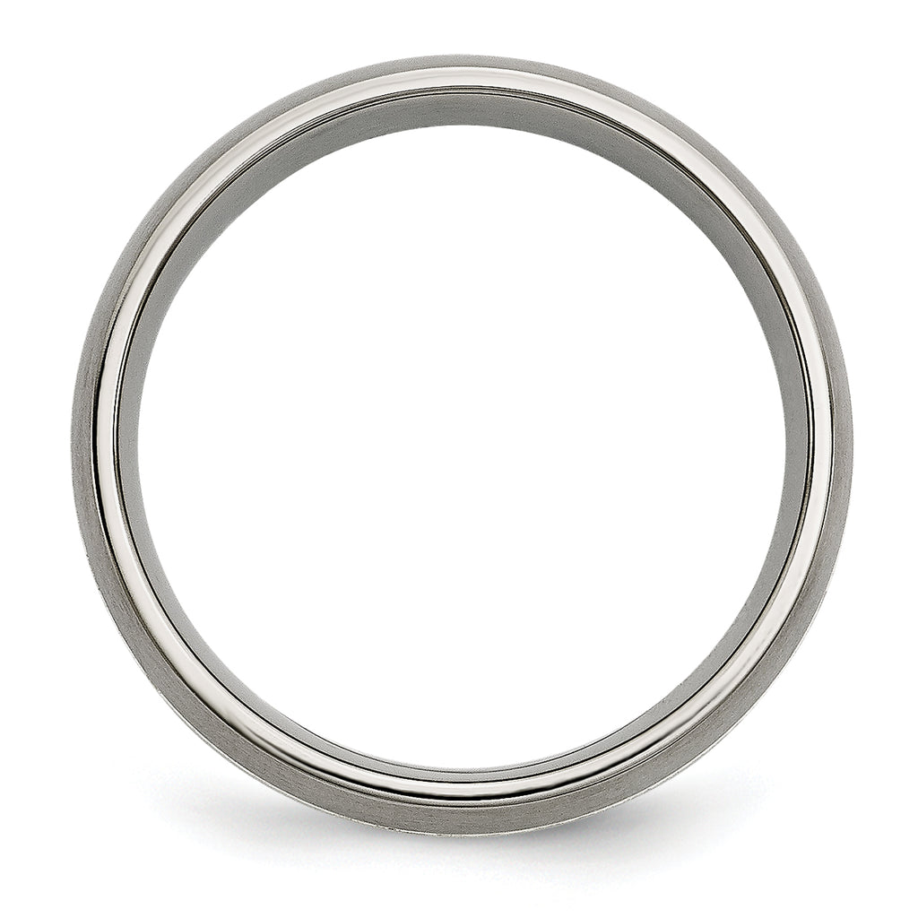 Grooved Inlay Wedding Band in Titanium & Sterling Silver, 7mm