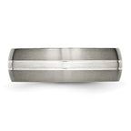 Grooved Inlay Wedding Band in Titanium & Sterling Silver, 7mm