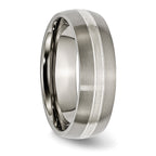 Grooved Inlay Wedding Band in Titanium & Sterling Silver, 7mm