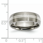 Grooved Inlay Wedding Band in Titanium & Sterling Silver, 7mm