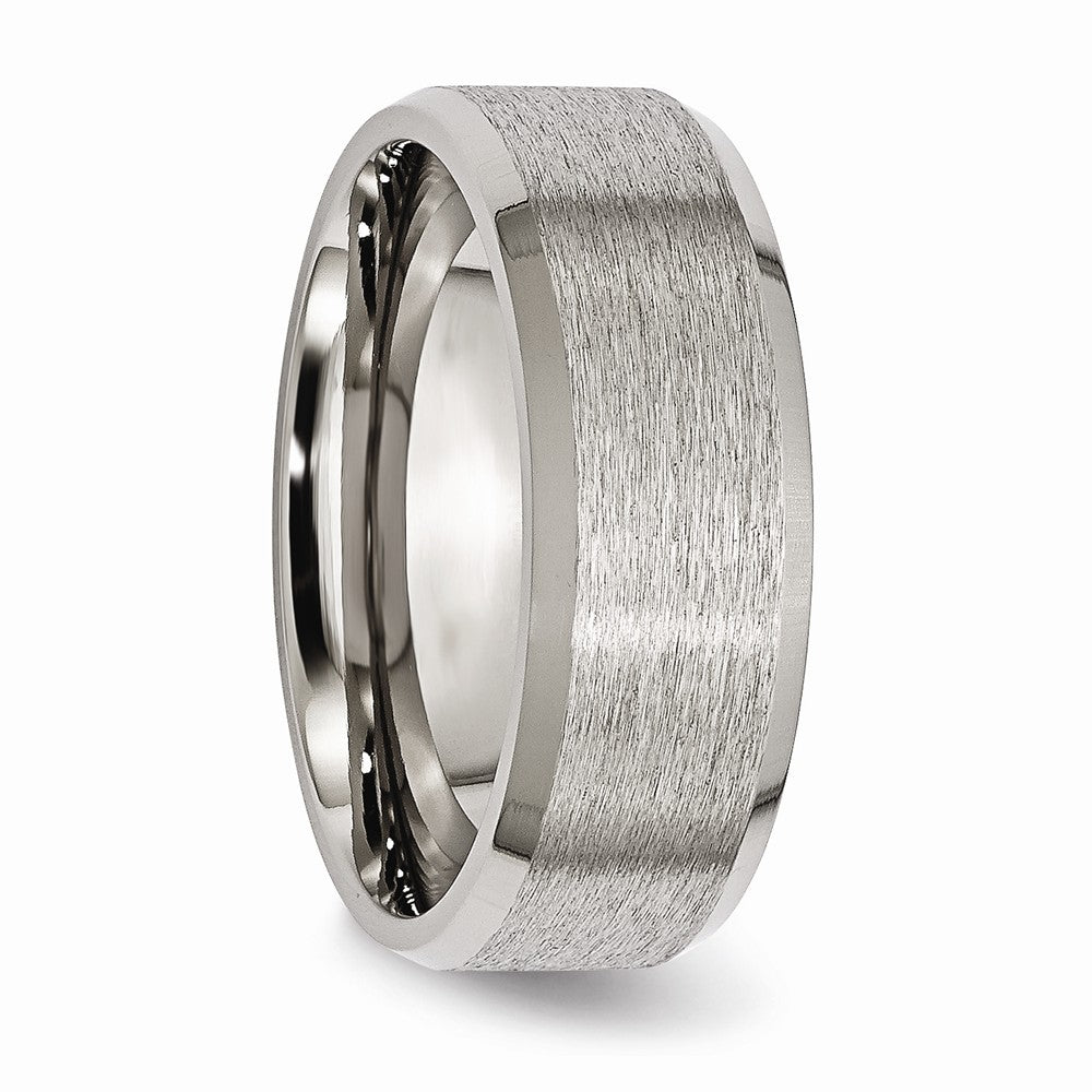 Beveled Edge Wedding Band in Titanium, 8mm
