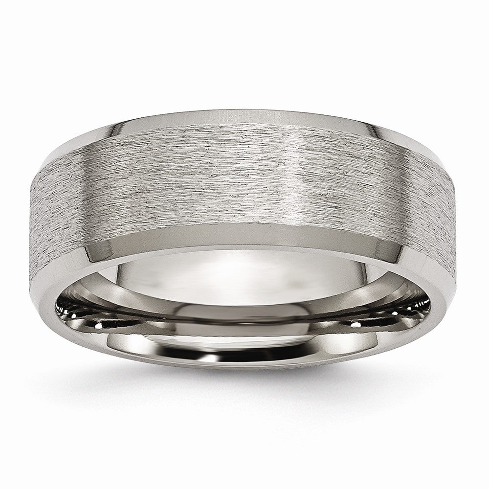 Beveled Edge Wedding Band in Titanium, 8mm