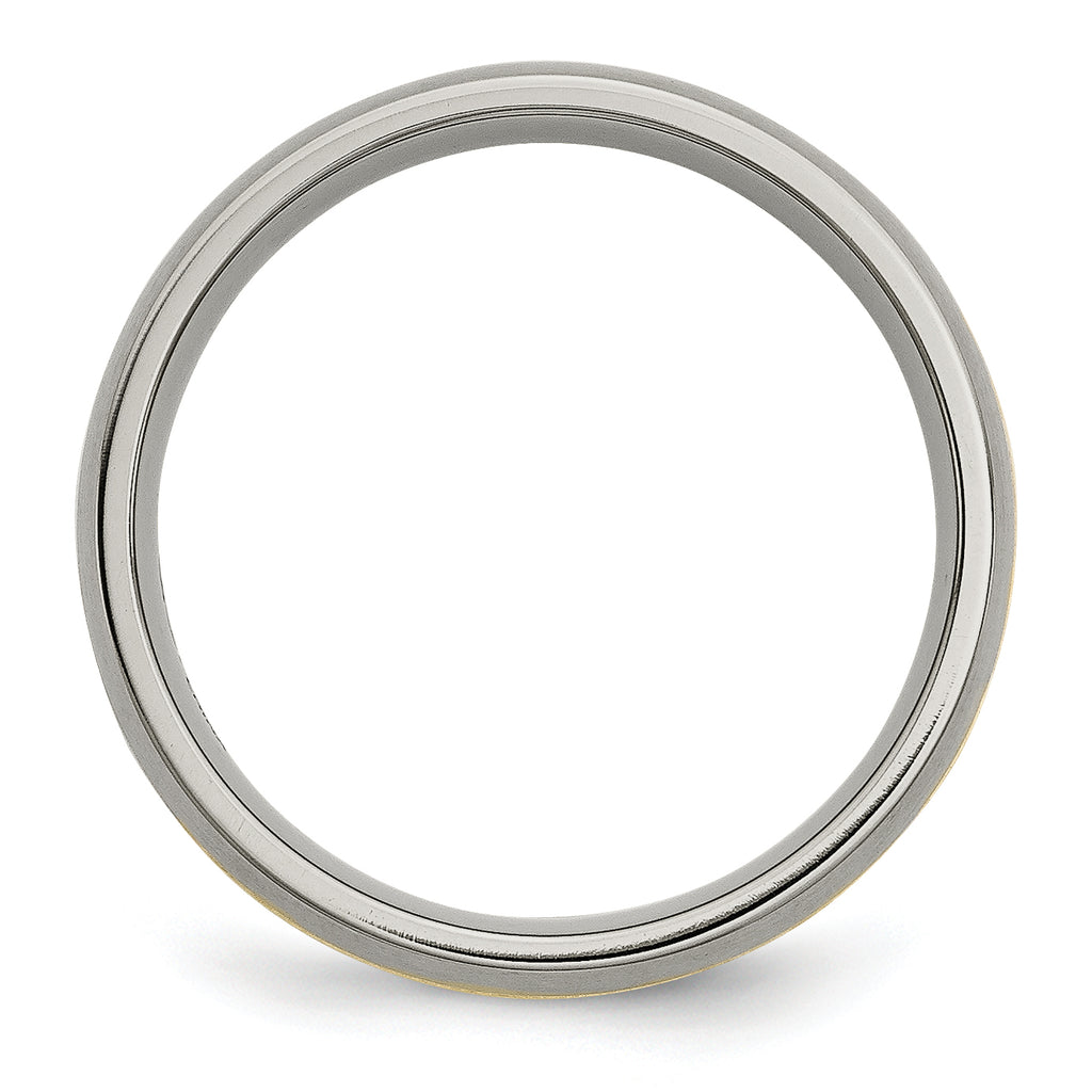 Grooved Inlay Wedding Band in Titanium & 14K Gold, 6mm