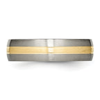 Grooved Inlay Wedding Band in Titanium & 14K Gold, 6mm