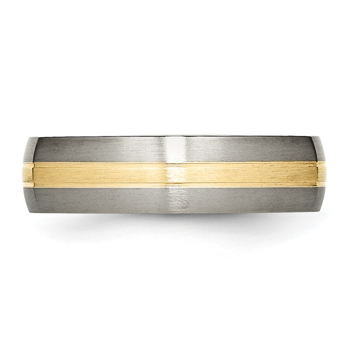 Grooved Inlay Wedding Band in Titanium & 14K Gold, 6mm