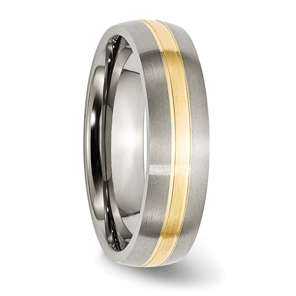 Grooved Inlay Wedding Band in Titanium & 14K Gold, 6mm