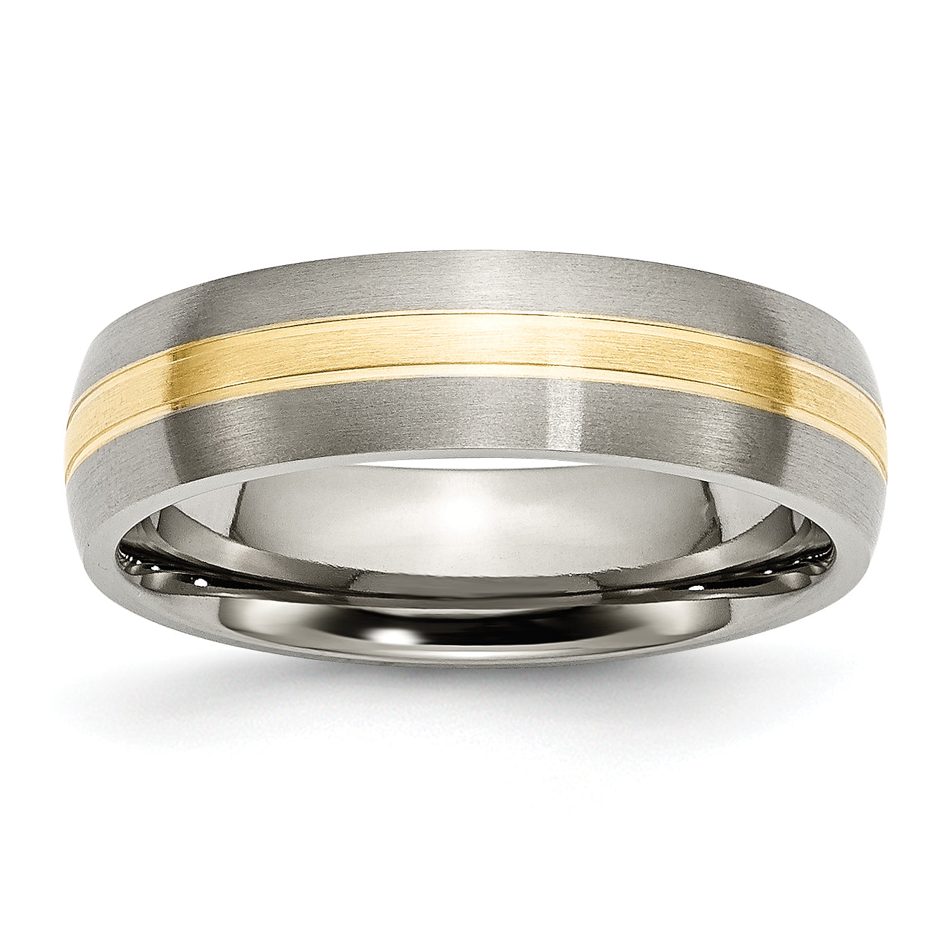 Titanium Brushed with 14k Gold Inlay 6mm Grooved Band Main image