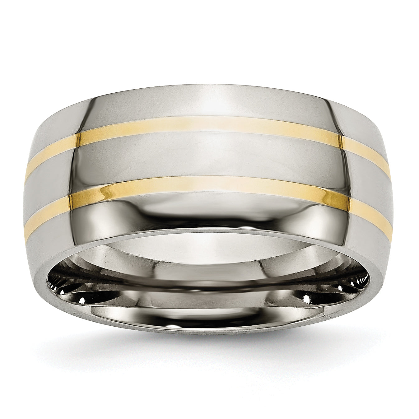 Titanium Polished with 14k Gold Inlay 10mm Band Main image