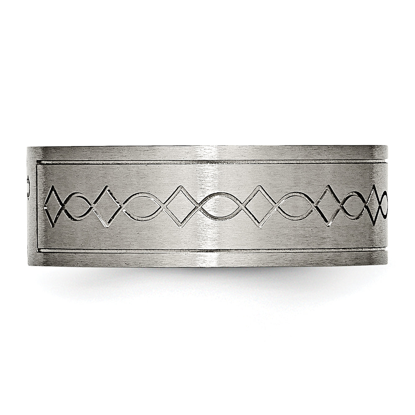 Titanium Wedding Band with Brushed Finish Unisex Engravable 8mm Flat Design