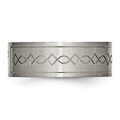 Titanium Wedding Band with Brushed Finish Unisex Engravable 8mm Flat Design