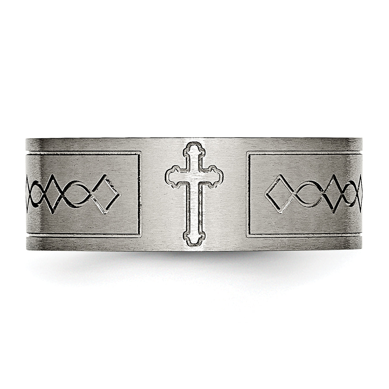 Titanium Wedding Band with Brushed Finish Unisex Engravable 8mm Flat Design