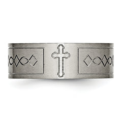 Titanium Wedding Band with Brushed Finish Unisex Engravable 8mm Flat Design