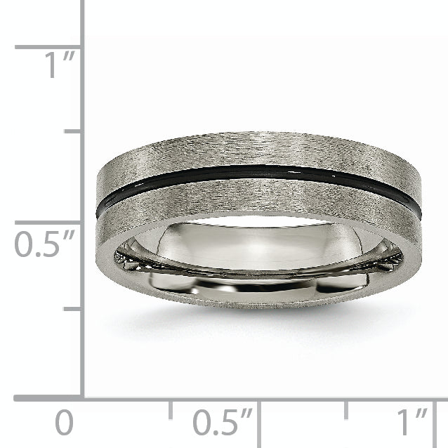 Sophia Jewelers Titanium Black Enamel Brushed Unisex Wedding Band