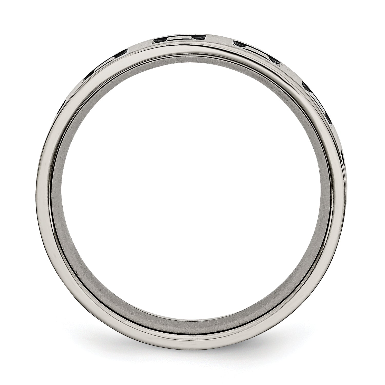 Titanium Unisex Wedding Band with Black Enamel Polished Finish