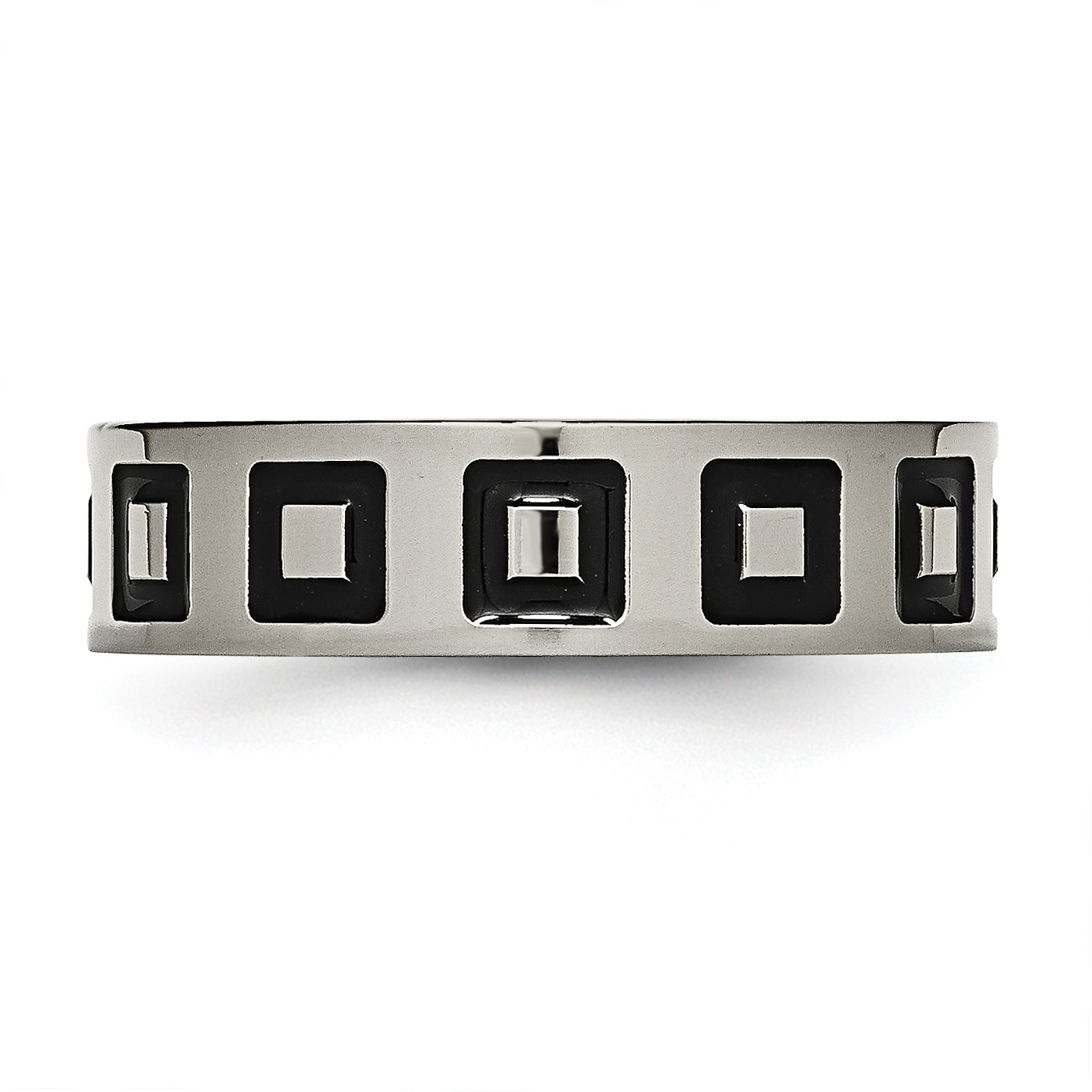 Titanium Unisex Wedding Band with Black Enamel Polished Finish
