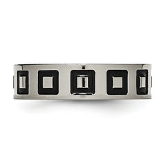 Titanium Unisex Wedding Band with Black Enamel Polished Finish
