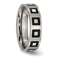 Titanium Unisex Wedding Band with Black Enamel Polished Finish