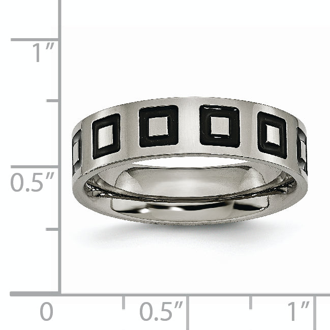 Titanium Unisex Wedding Band with Black Enamel Polished Finish