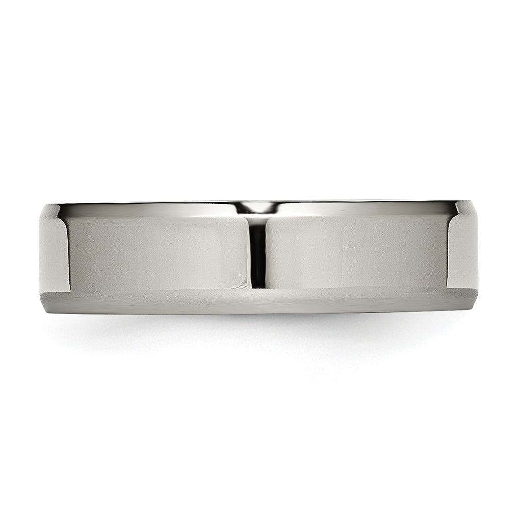 Beveled Edge Comfort-Fit Wedding Band in Titanium, 6mm