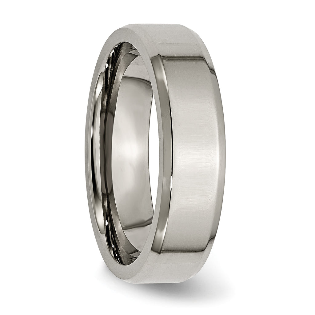 Beveled Edge Comfort-Fit Wedding Band in Titanium, 6mm