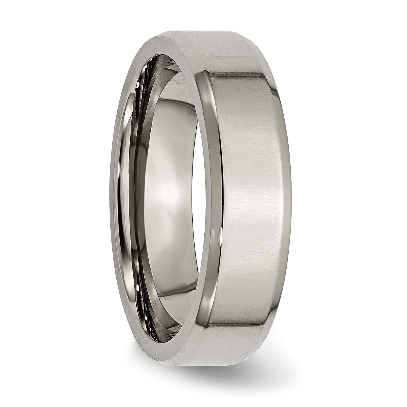 Beveled Edge Comfort-Fit Wedding Band in Titanium, 6mm