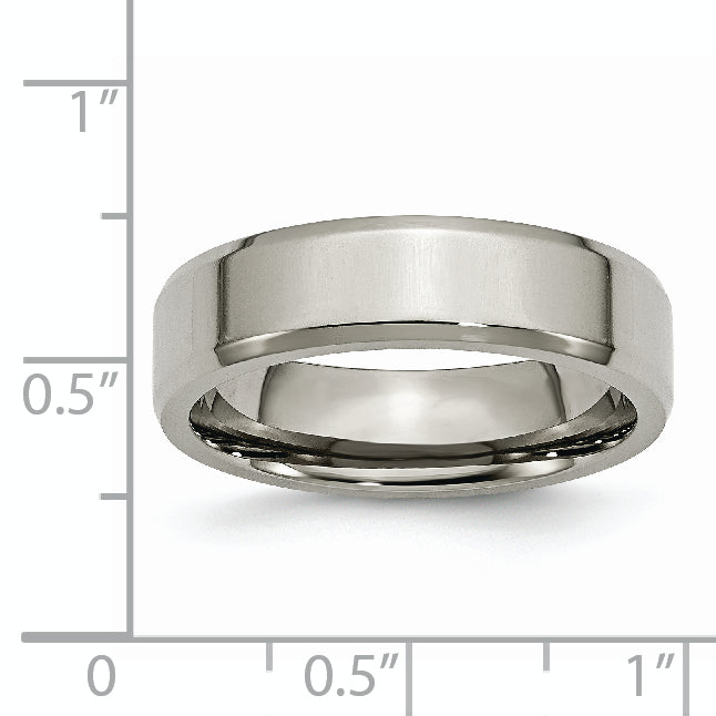 Beveled Edge Comfort-Fit Wedding Band in Titanium, 6mm