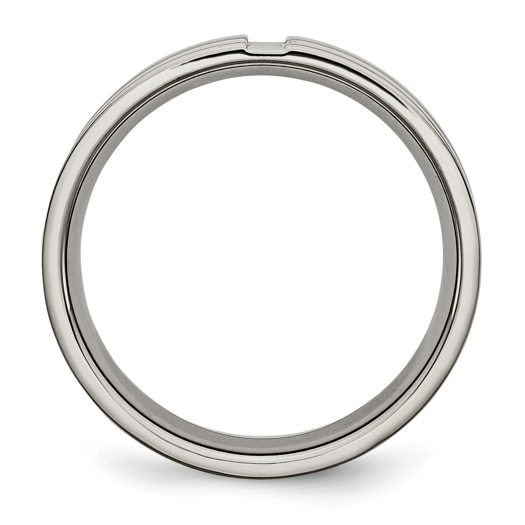 Grooved Wedding Band in Titanium, 6mm