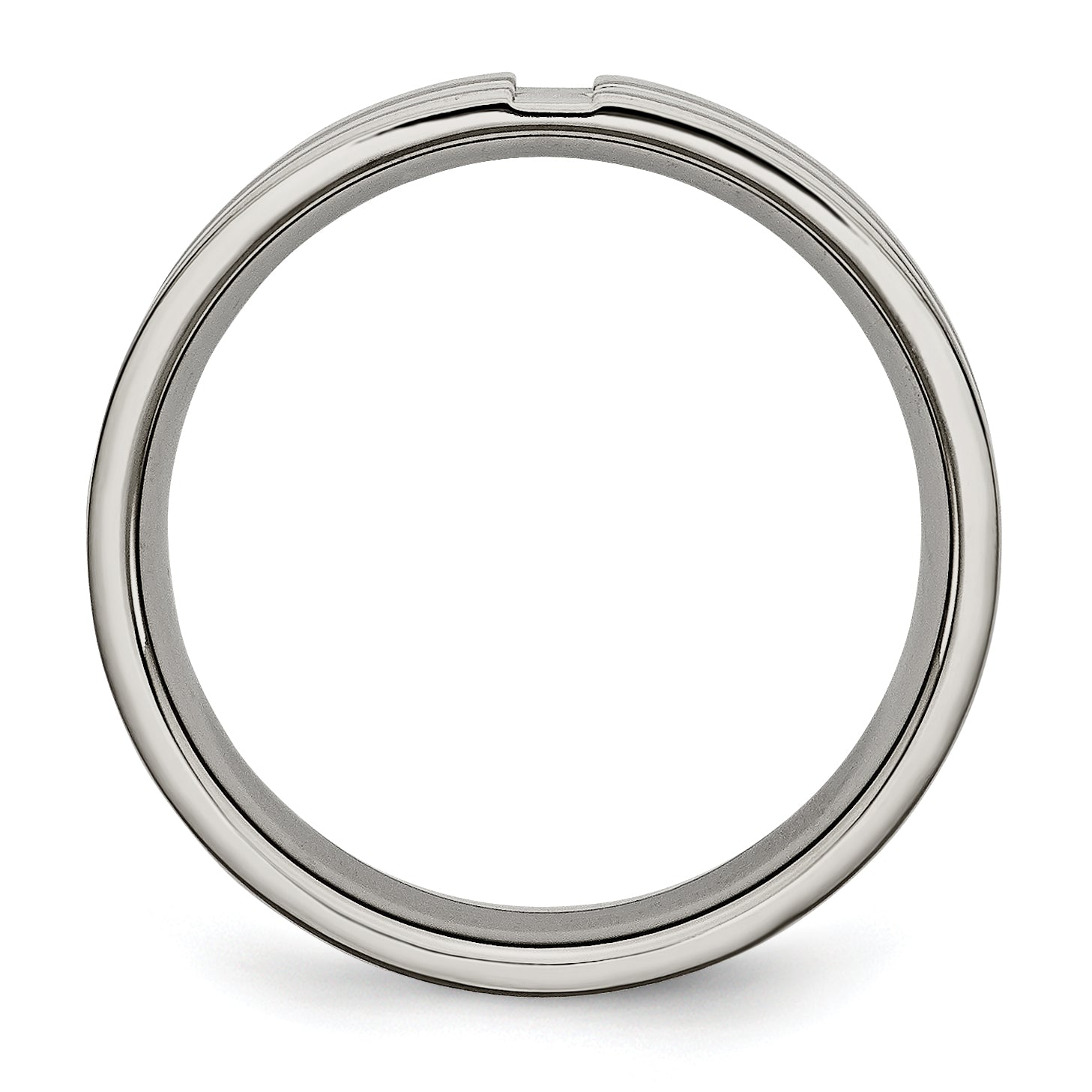 Grooved Wedding Band in Titanium, 6mm