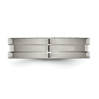 Grooved Wedding Band in Titanium, 6mm