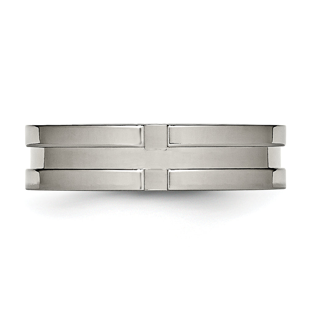 Grooved Wedding Band in Titanium, 6mm