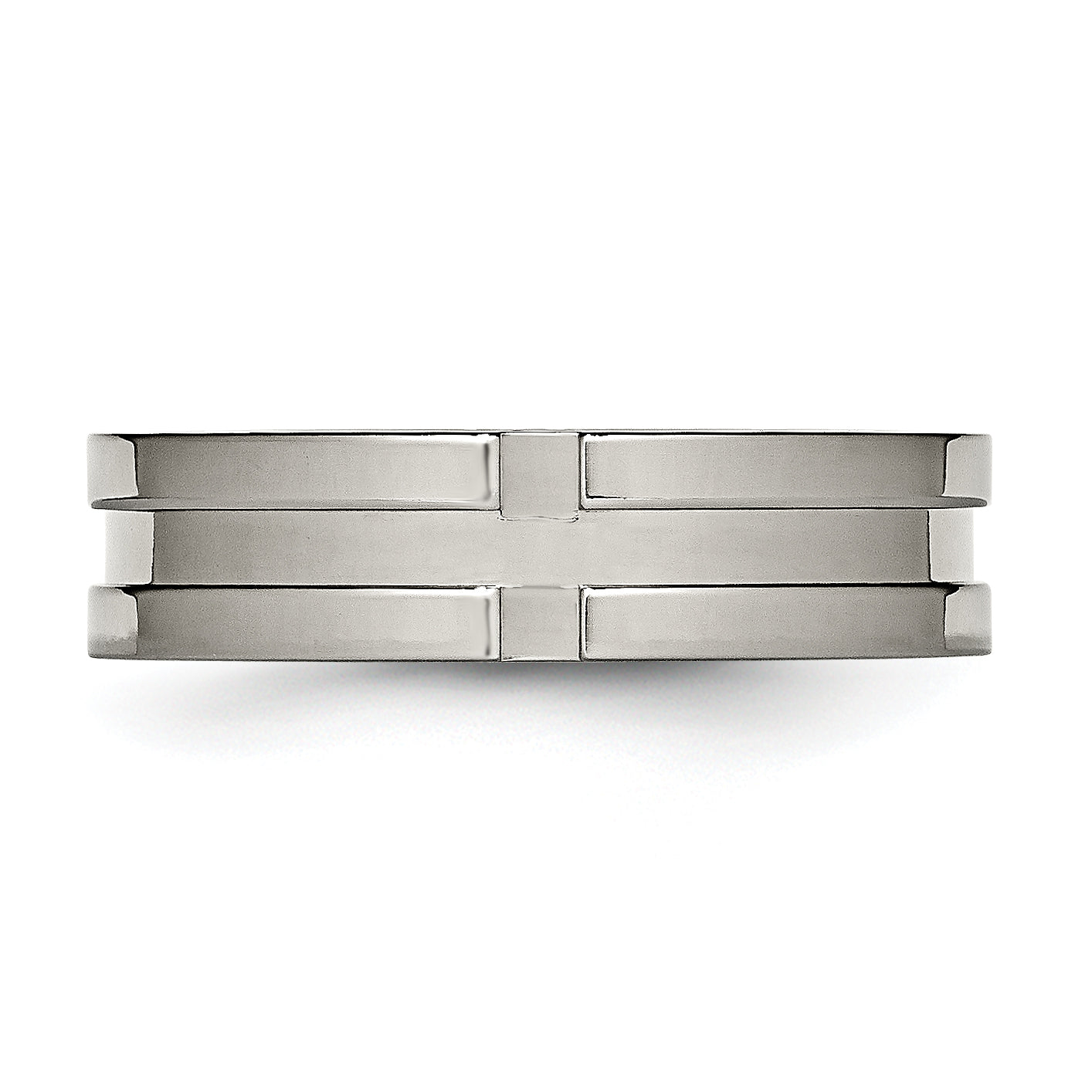 Grooved Wedding Band in Titanium, 6mm