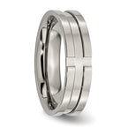 Grooved Wedding Band in Titanium, 6mm