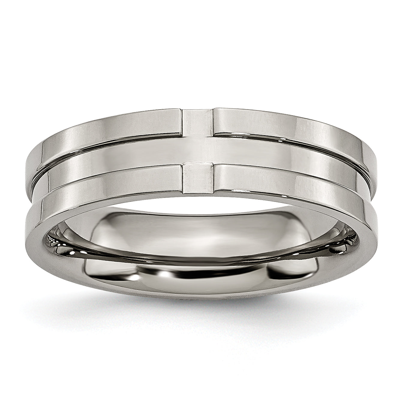 Titanium Polished 6mm Grooved Band Main image
