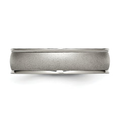 Titanium Ridged Edge Wedding Band Unisex Brushed Finish Engravable