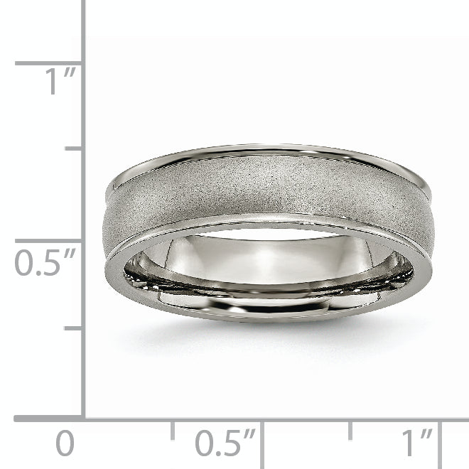 Titanium Ridged Edge Wedding Band Unisex Brushed Finish Engravable