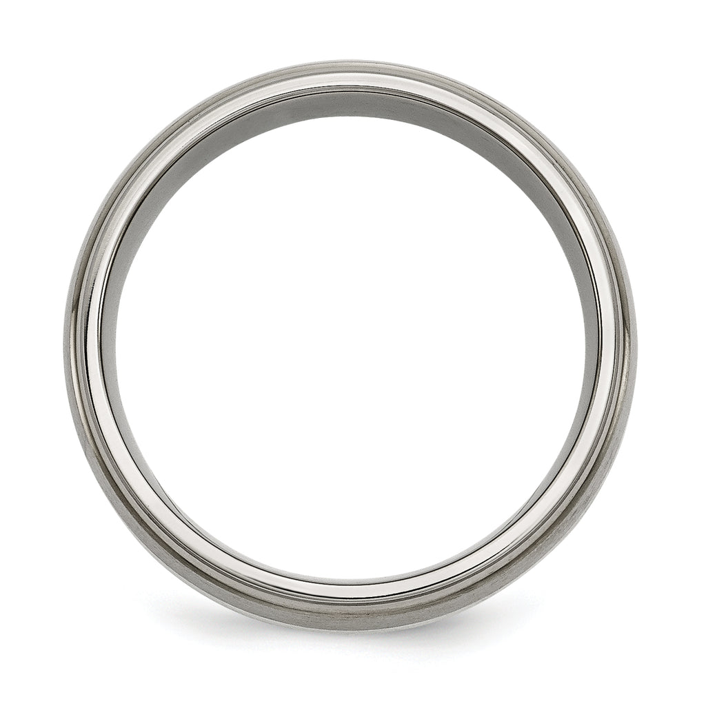 Sophia Jewelers Unisex Titanium and Sterling Silver 8mm Engravable Wedding Band