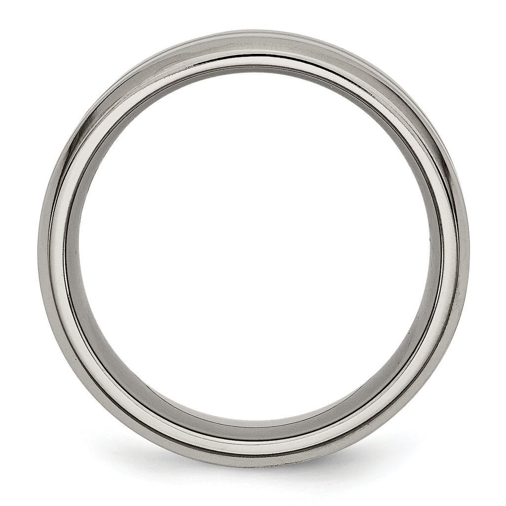 Grooved Beveled-Edge Wedding Band in Titanium, 8mm