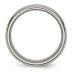 Grooved Beveled-Edge Wedding Band in Titanium, 8mm