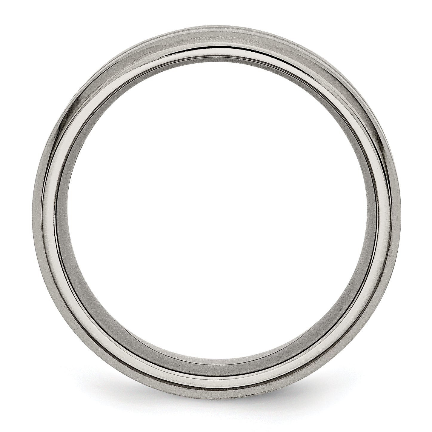 Grooved Beveled-Edge Wedding Band in Titanium, 8mm