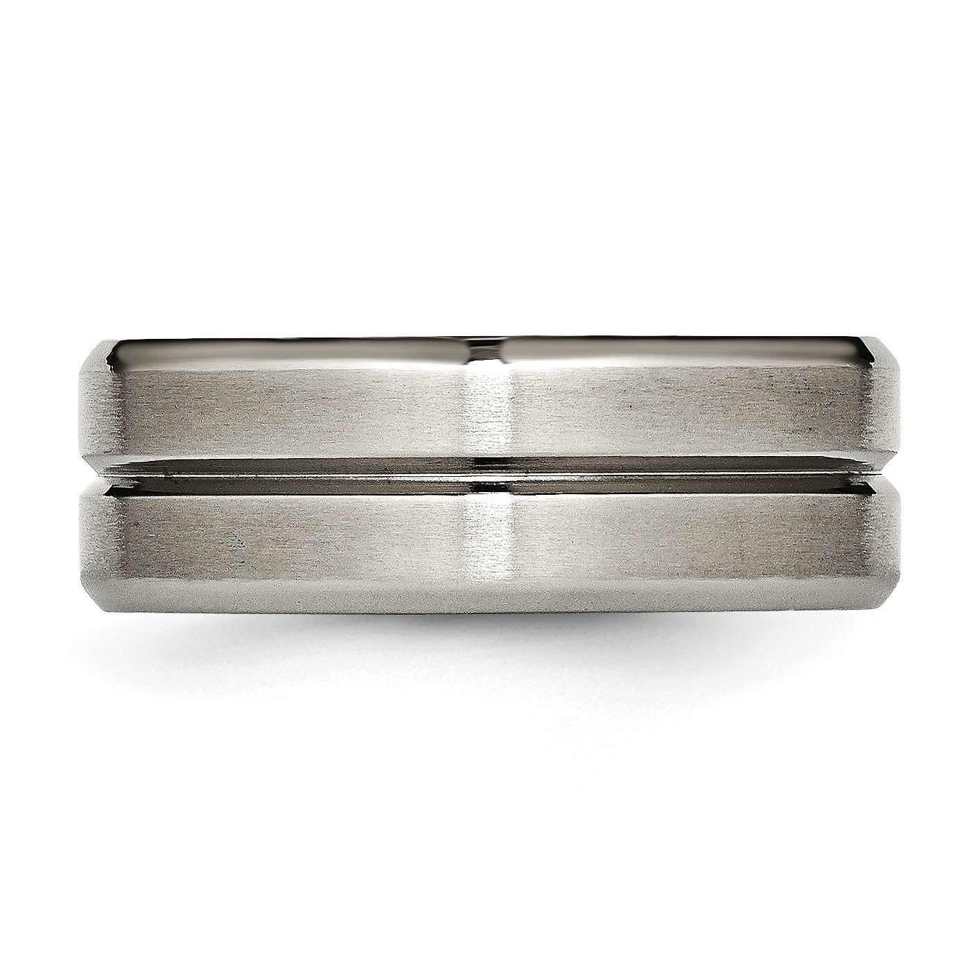 Grooved Beveled-Edge Wedding Band in Titanium, 8mm