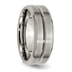 Grooved Beveled-Edge Wedding Band in Titanium, 8mm