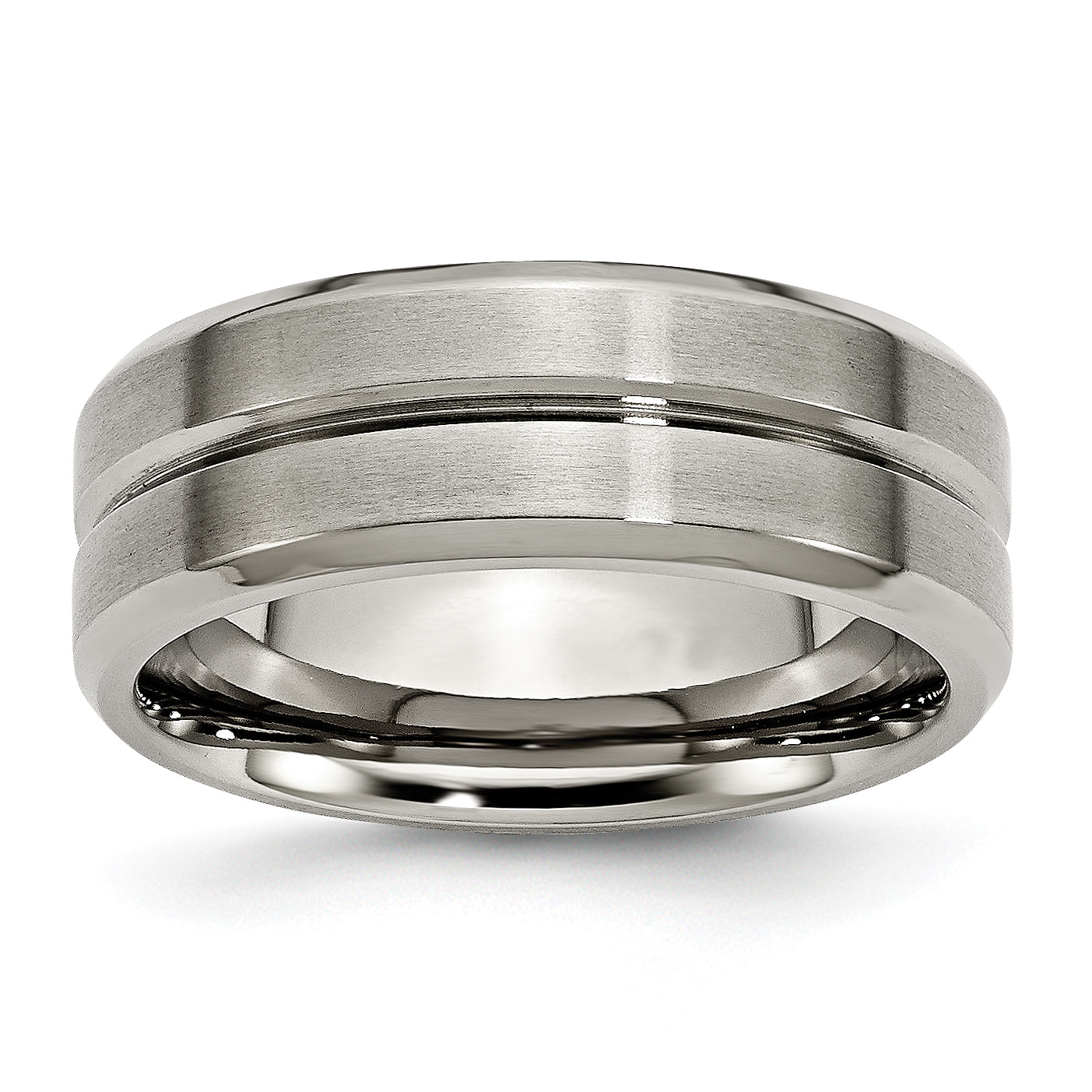Titanium Grooved Beveled Edge 8mm Brushed and Polished Band Main image