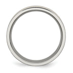 Grooved Comfort-Fit Wedding Band in Titanium with Gold-Tone Inlay, 7mm