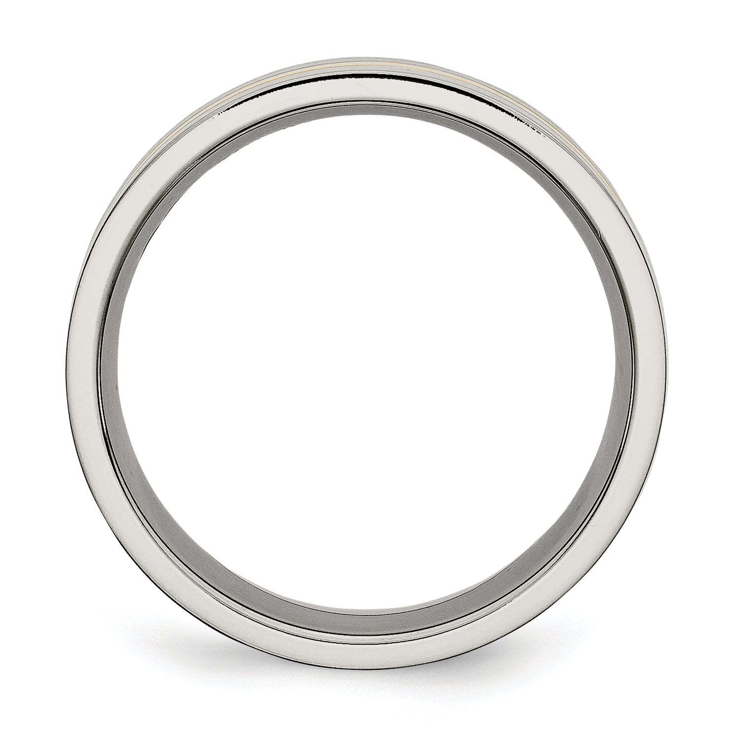 Grooved Comfort-Fit Wedding Band in Titanium with Gold-Tone Inlay, 7mm