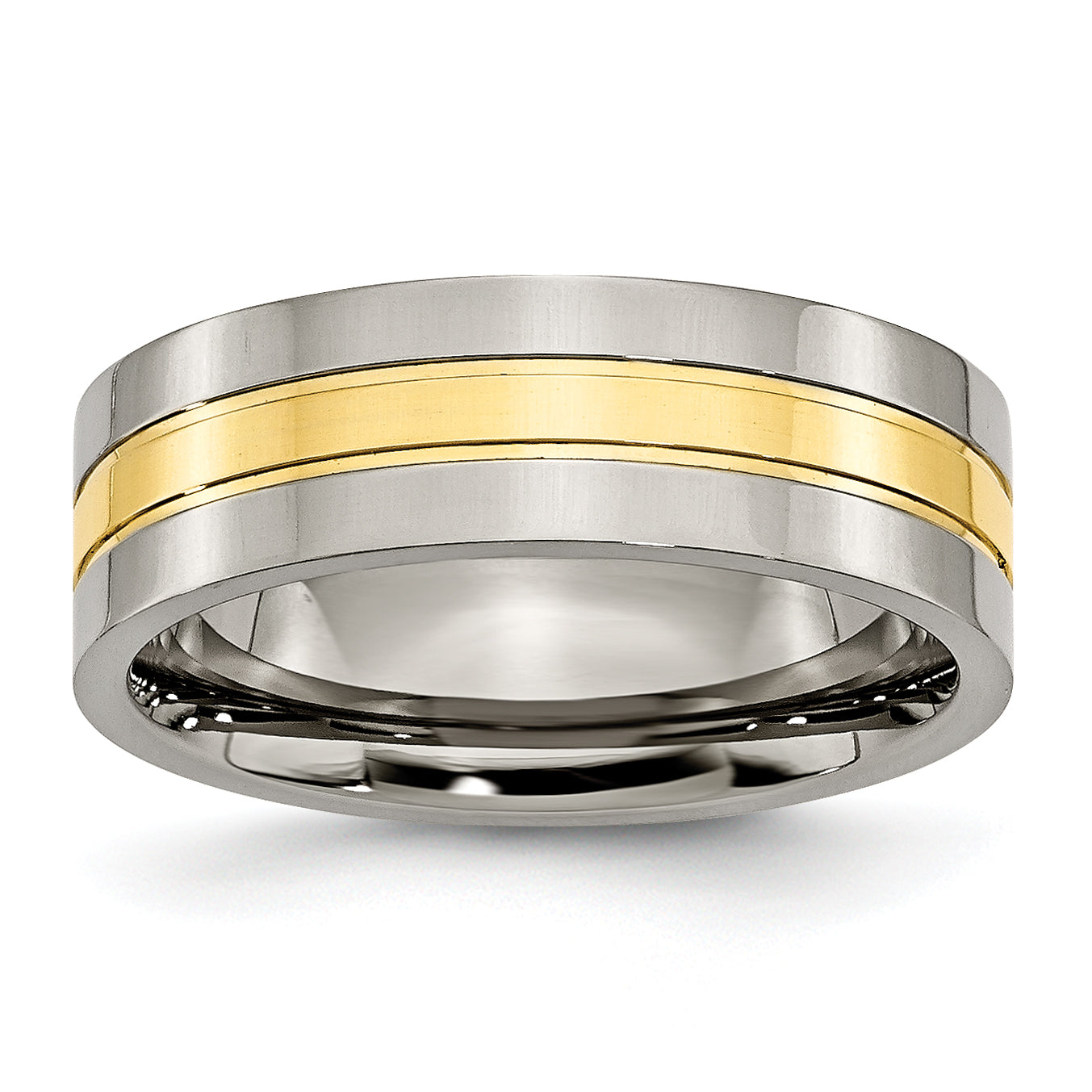Titanium Polished Yellow IP-plated 7mm Grooved Band Main image