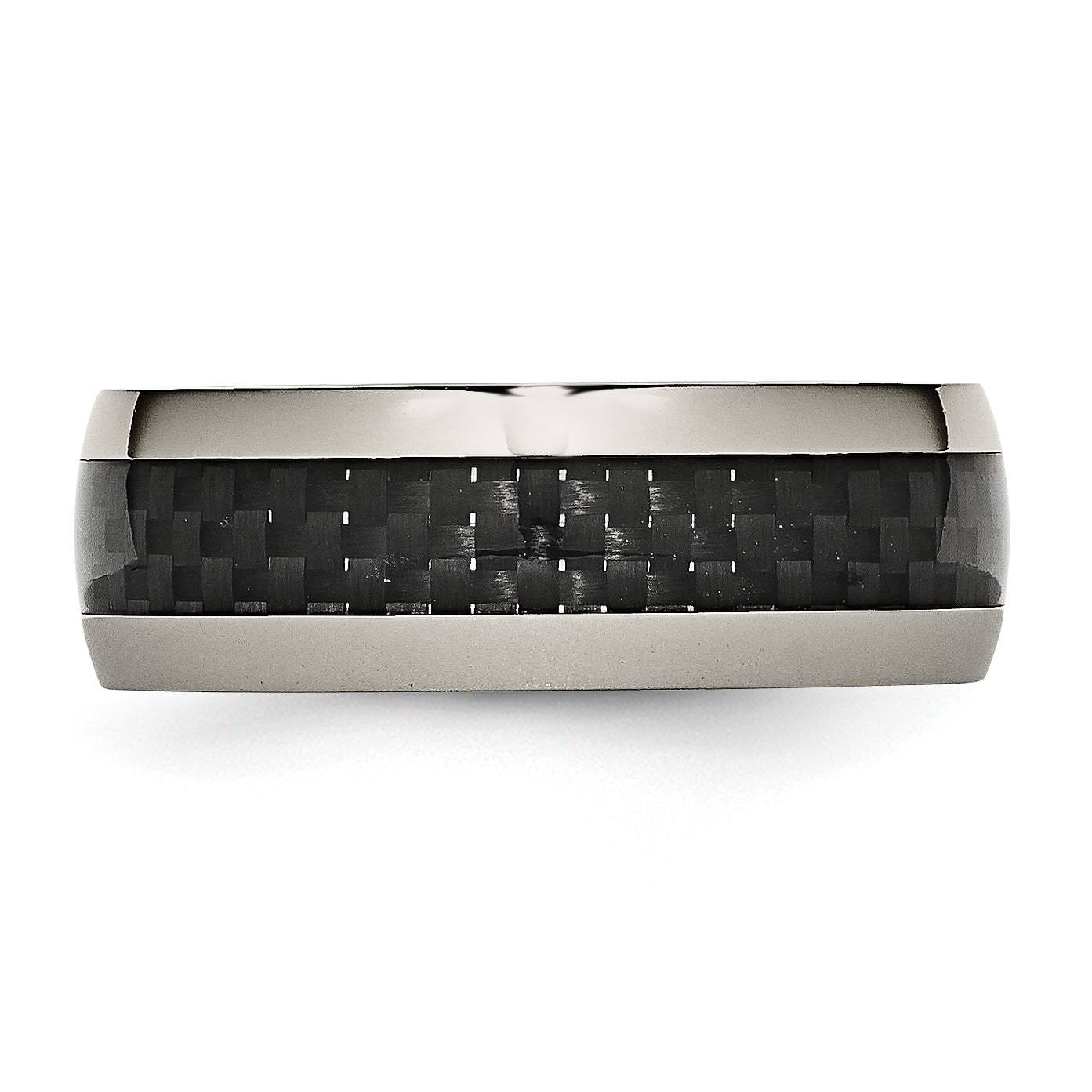 Titanium Wedding Band with Black Carbon Fiber Unisex Comfort Fit - 6