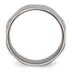 Faceted Wedding Band in Titanium, 8mm Satin Finish